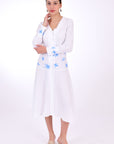 Fanm Mon Klare Long Sleeve Button Up Linen Dress. Front View.