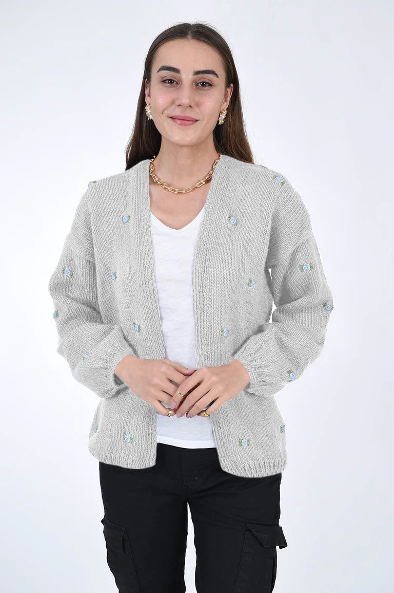 トップス rose motif lame knit cardigan mint WINTER BLOOM BLUE ROSE Cotton Cardigan – Fanm Mon